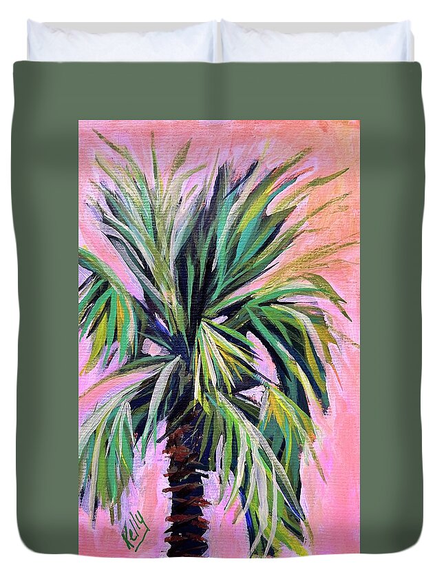 Palm Duvet Cover featuring the painting Pink by Kelly Smith