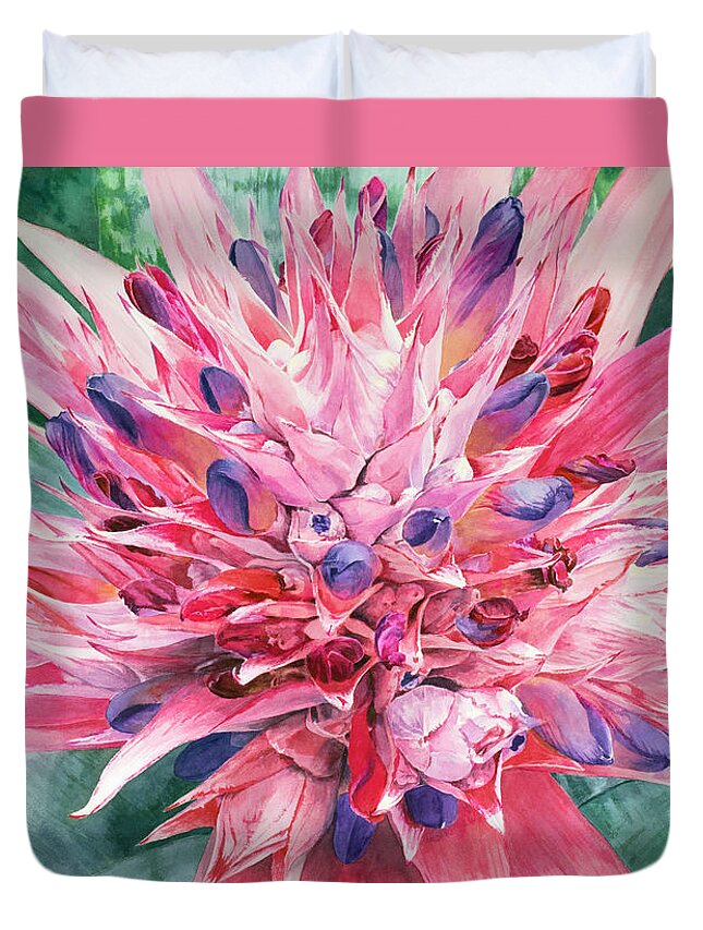 Watercolor Duvet Cover featuring the painting Pink by Lisa Tennant