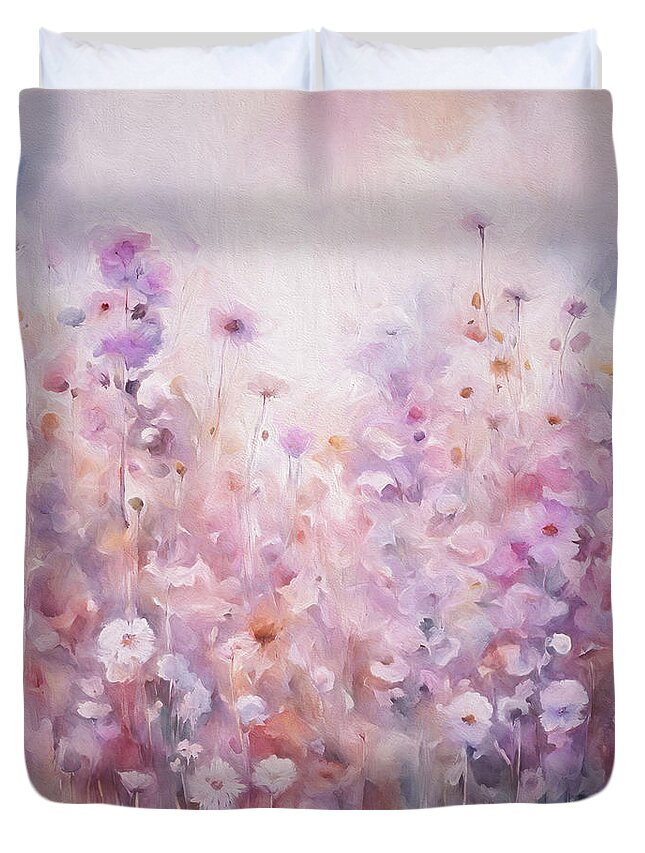 Wildflowers Duvet Cover featuring the digital art Pink Lovely by Judi Kubes