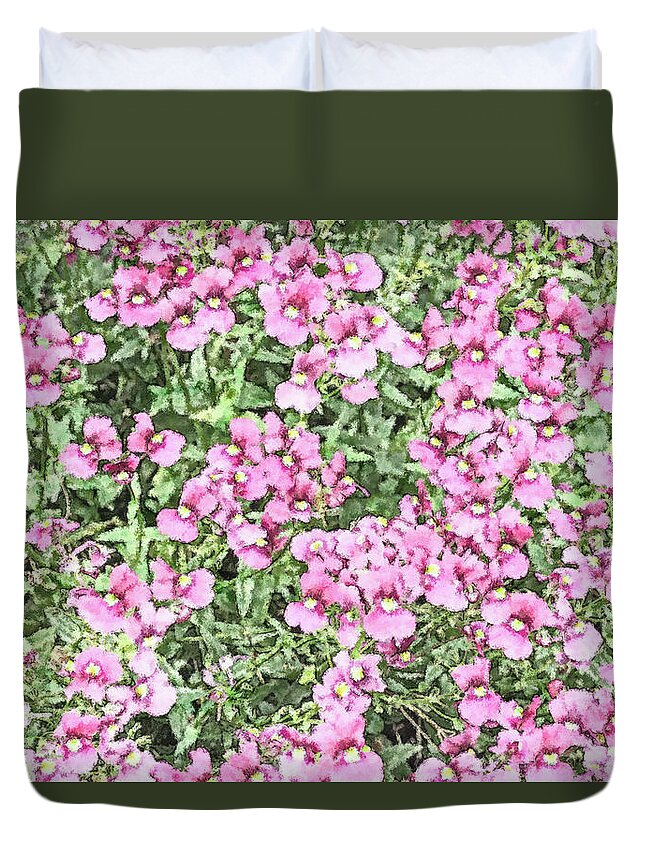 Pink Flowers Duvet Cover featuring the photograph Pink Nemesia Flowers by Tanya C Smith