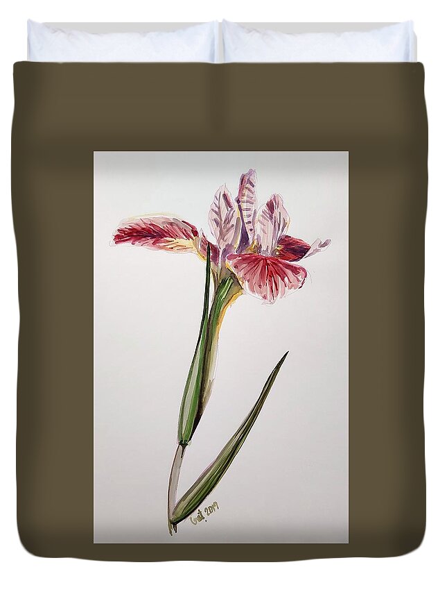 Flower Duvet Cover featuring the painting Pink Orchid by George Cret