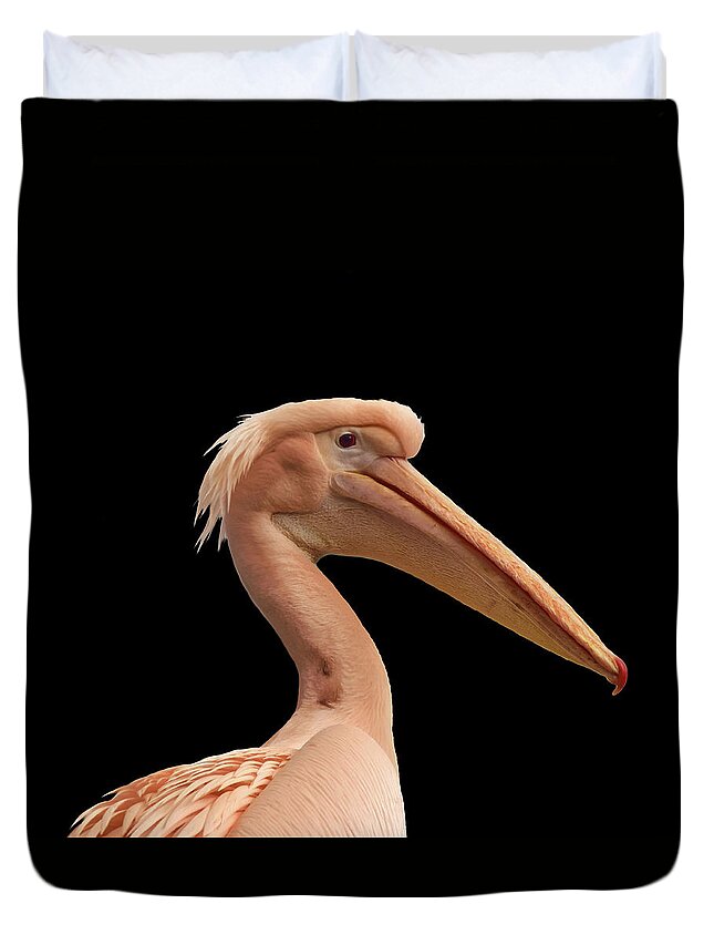 Pelican Duvet Cover featuring the photograph Pink Pelican Photo 172 by Lucie Dumas