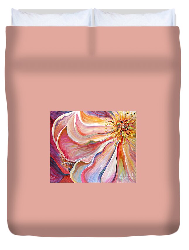 Pink Poppy Duvet Cover featuring the painting Pink Poppy by Nadine Rippelmeyer