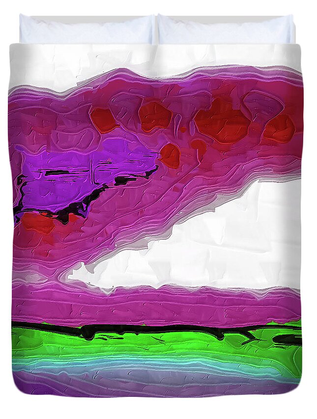 Digital Painting Duvet Cover featuring the painting Pink Sherbert by Kirt Tisdale