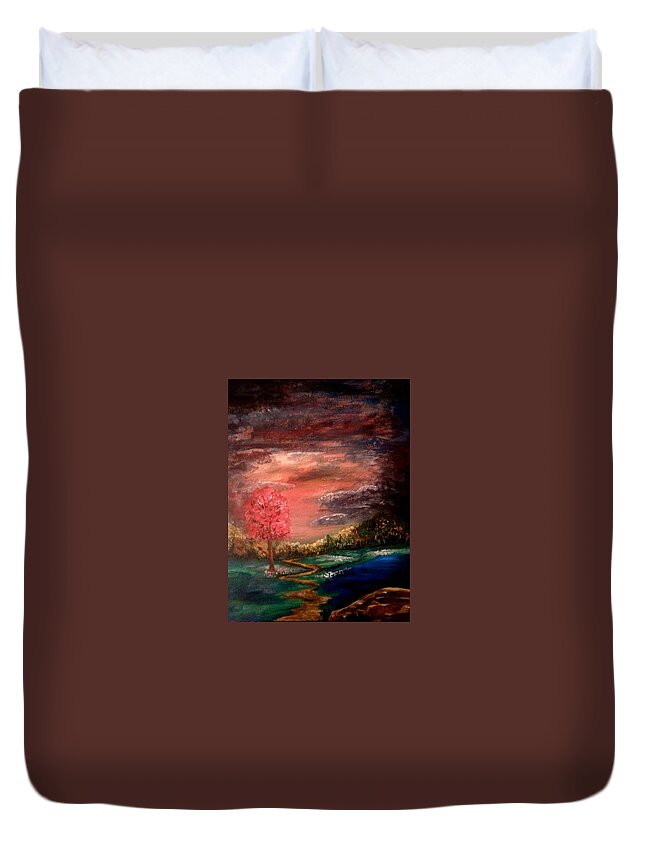 Christian Duvet Cover featuring the painting Pink Tree by Brenda Kay Deyo