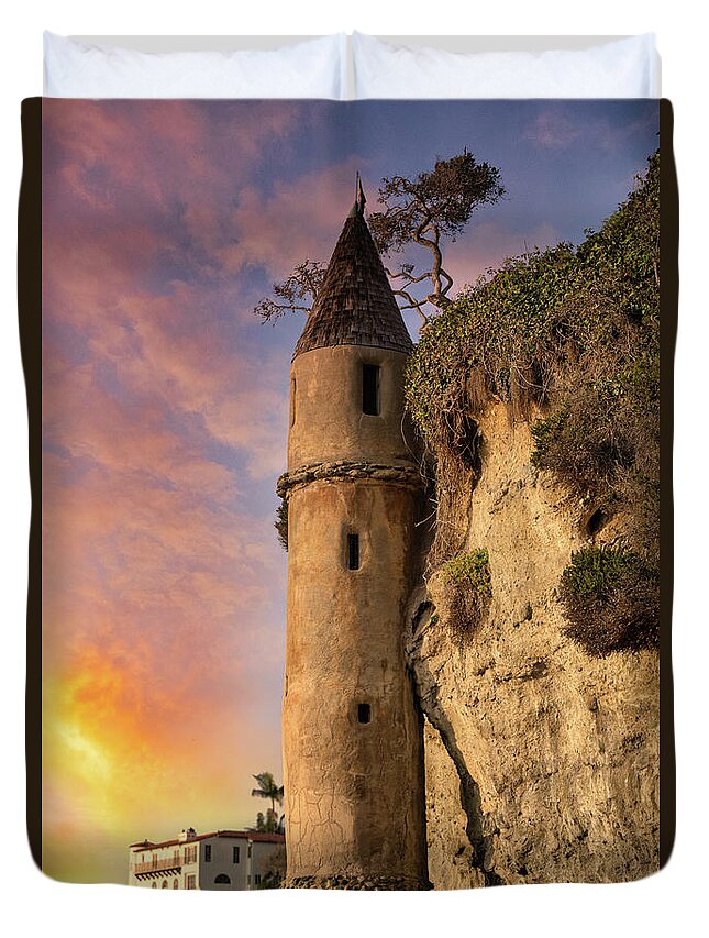 Pirate Tower Duvet Cover featuring the photograph Pirate Tower, Victoria Beach, Laguna Beach by Abigail Diane Photography