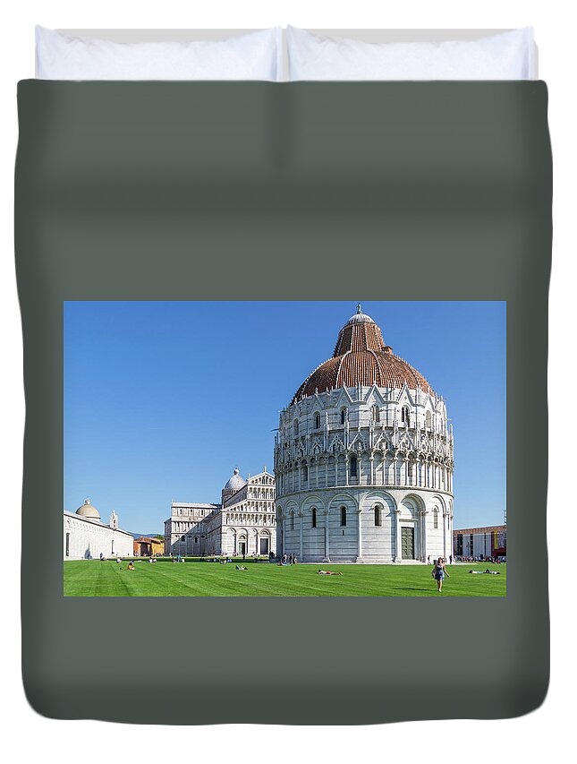 Pisa Duvet Cover featuring the photograph Pisa Baptistery by Andrew Lalchan