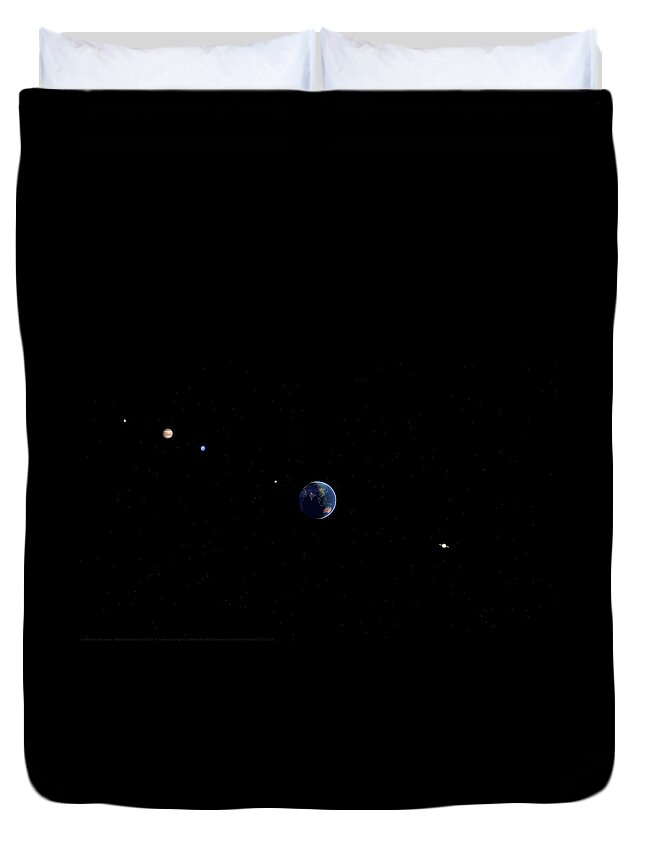 Earth Duvet Cover featuring the digital art Planetary alignment by Karine GADRE