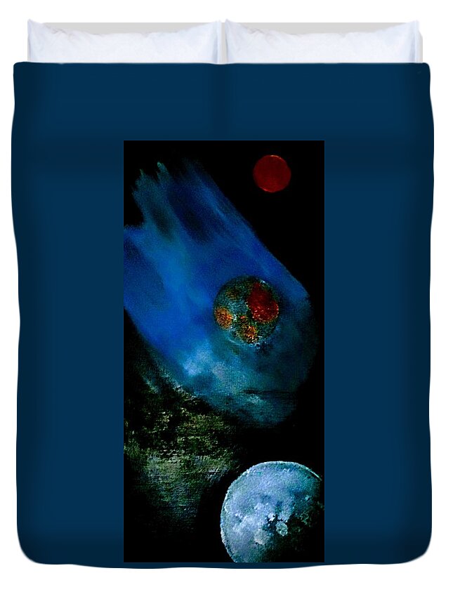 Planets Duvet Cover featuring the painting Planets Aligned by Anna Adams