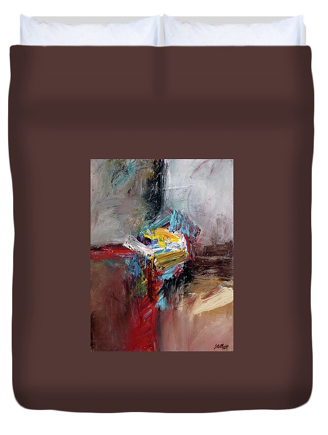 Abstract Duvet Cover featuring the painting Play It Round by Jim Stallings