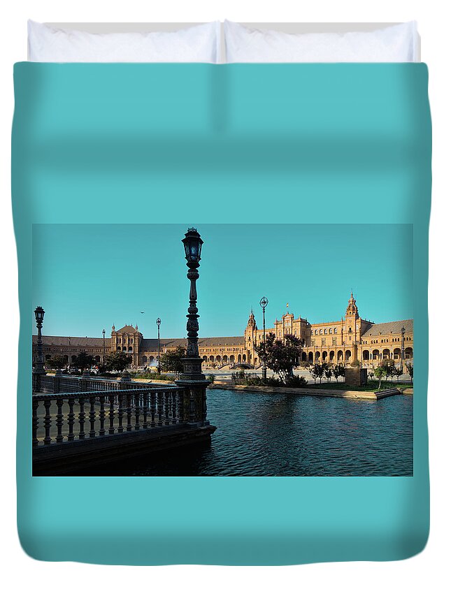 Spain Square Duvet Cover featuring the photograph Plaza de Espana by Angelo DeVal