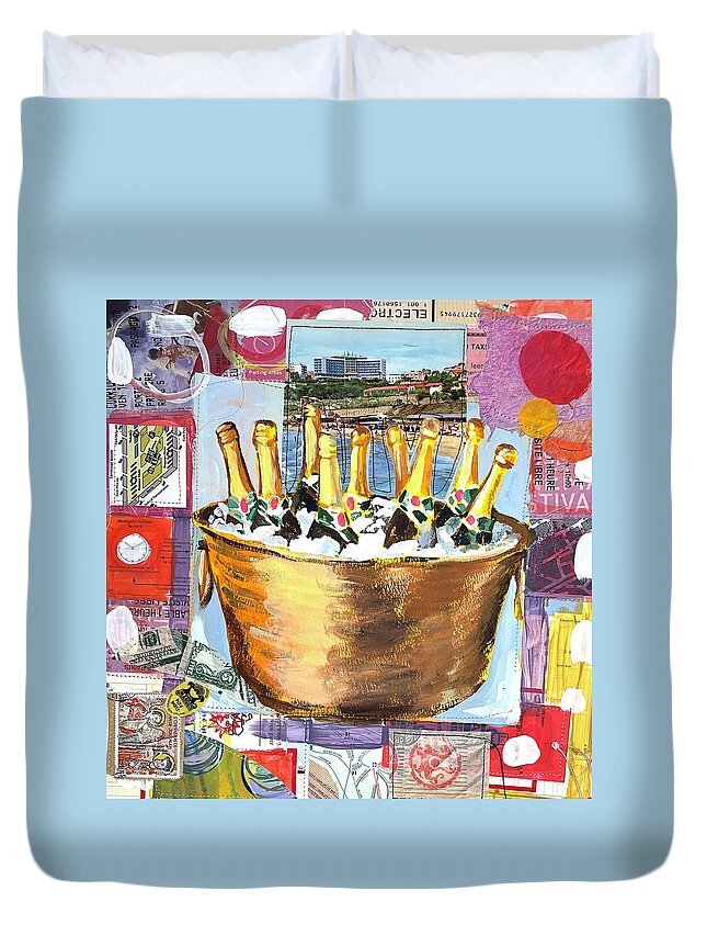 Collage Duvet Cover featuring the painting Plunge by Tilly Strauss