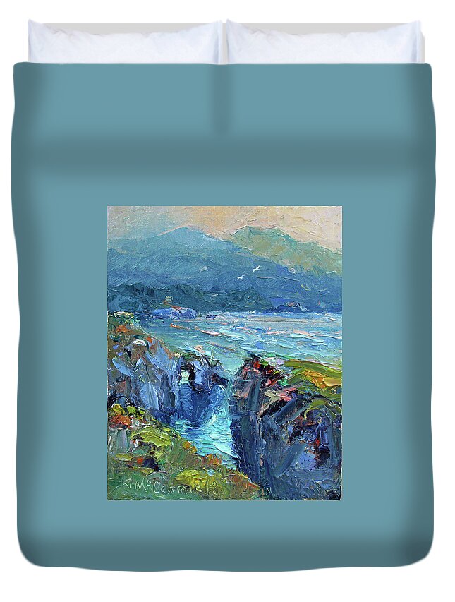 Point Lobos Duvet Cover featuring the painting Point Lobos by John McCormick