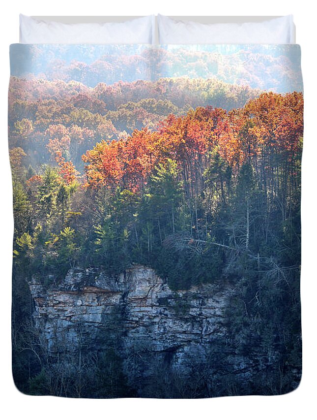 Nature Duvet Cover featuring the photograph Point Trail At Obed 5 by Phil Perkins