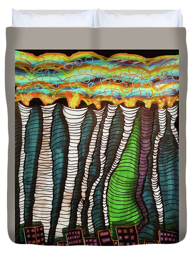 Abstract Duvet Cover featuring the drawing Poisoned by Amy Shaw