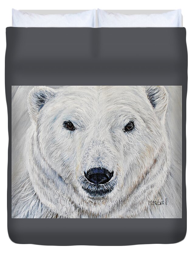 Hypercarnivores Duvet Cover featuring the painting Polar Bear - Churchill by Marilyn McNish