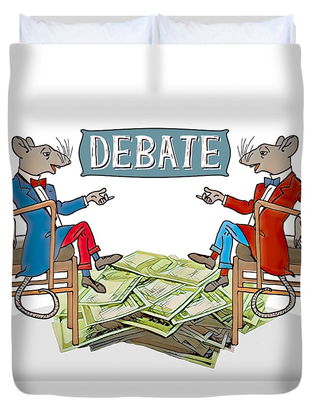 Political Rats Duvet Cover featuring the digital art Political Rats by John Haldane