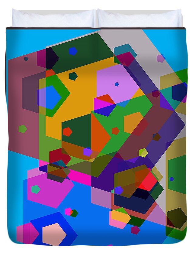 Abstract Duvet Cover featuring the digital art Poly's theme by George Pennington