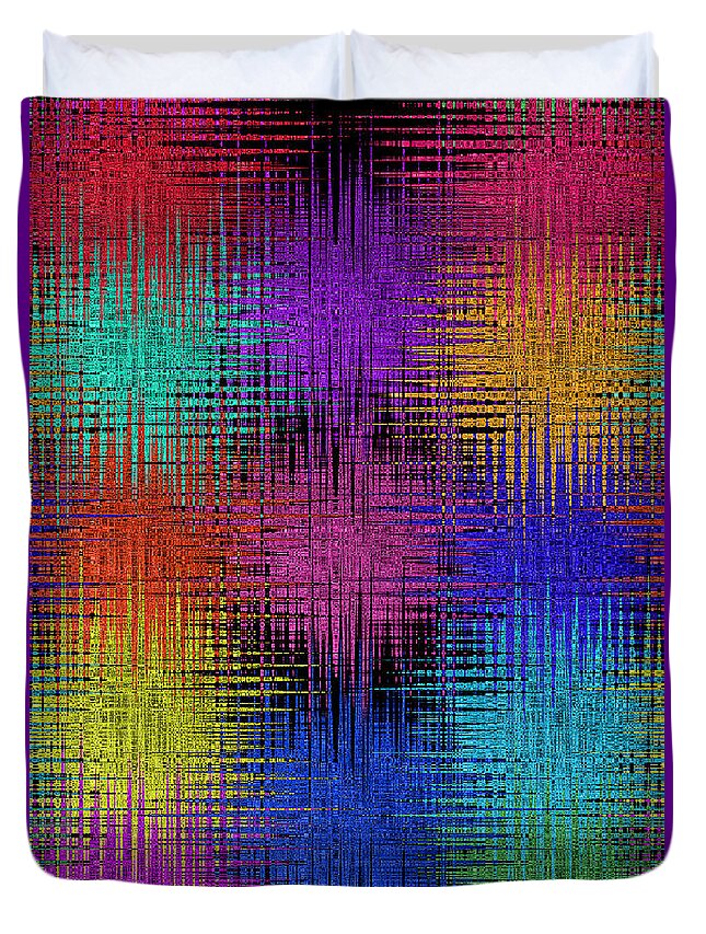 Abstract Duvet Cover featuring the digital art Pom Poms Fireworks - Abstract by Ronald Mills