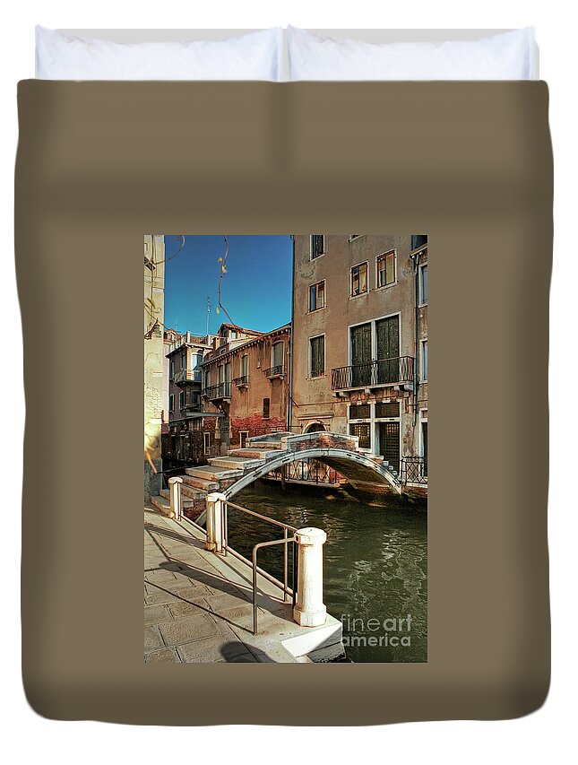 Boat Duvet Cover featuring the photograph Ponte Chiodo Nail Bridge - Venice - Italy by Paolo Signorini