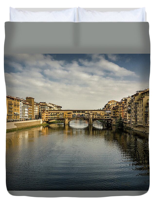 Italy Duvet Cover featuring the photograph Ponte Vecchio by Dave Bowman