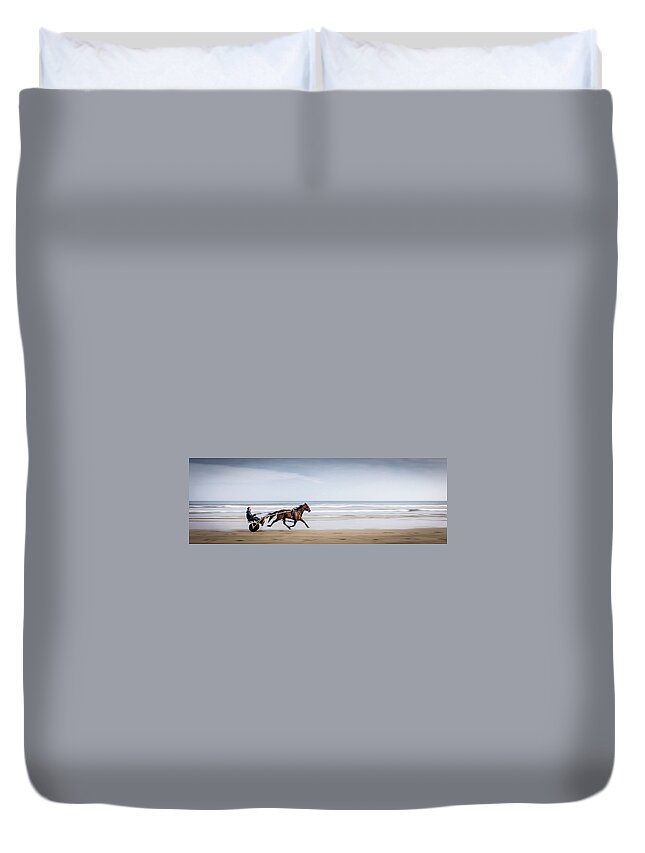 Pony Duvet Cover featuring the photograph Pony and Trap by Nigel R Bell