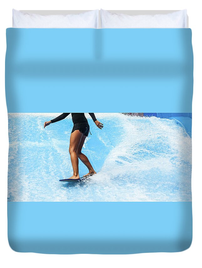 Surf Duvet Cover featuring the photograph Pool Surf by Josu Ozkaritz