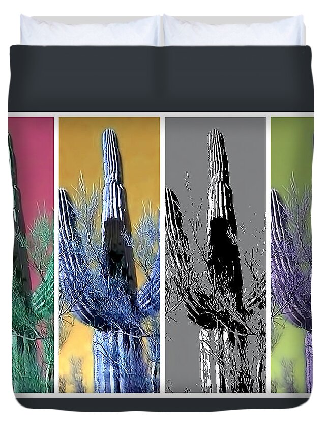 Arizona Duvet Cover featuring the photograph Pop Saguaro Cactus by Judy Kennedy