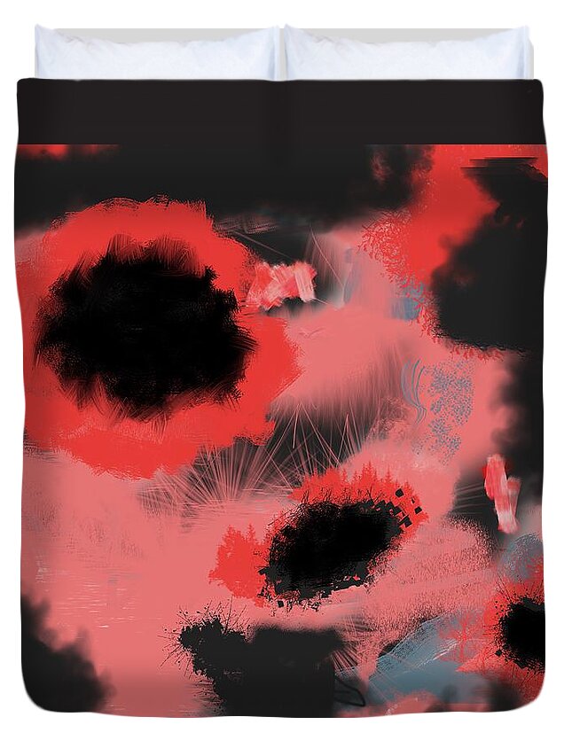 Poppies Duvet Cover featuring the digital art Poppies by Ruth Harrigan