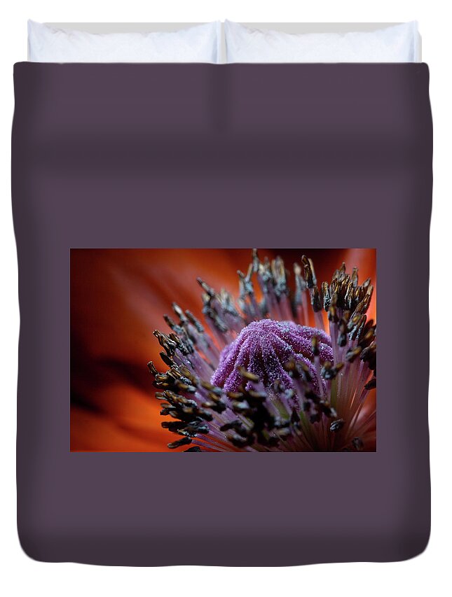 Floral Duvet Cover featuring the photograph Poppy 1703 by Julie Powell