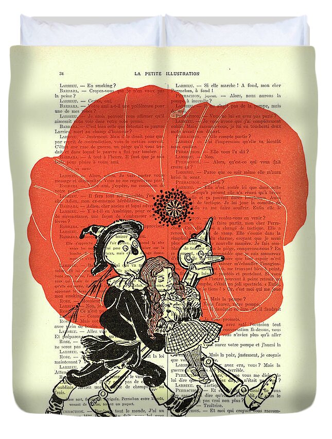Oz Duvet Cover featuring the mixed media Poppy Field by Madame Memento