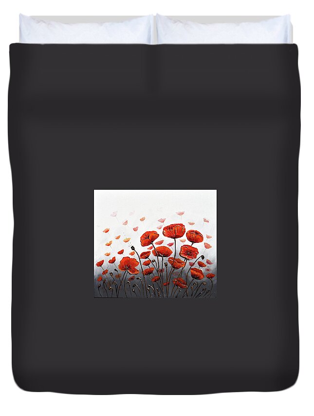 Red Poppies Duvet Cover featuring the painting Poppy Summer Delight by Amanda Dagg