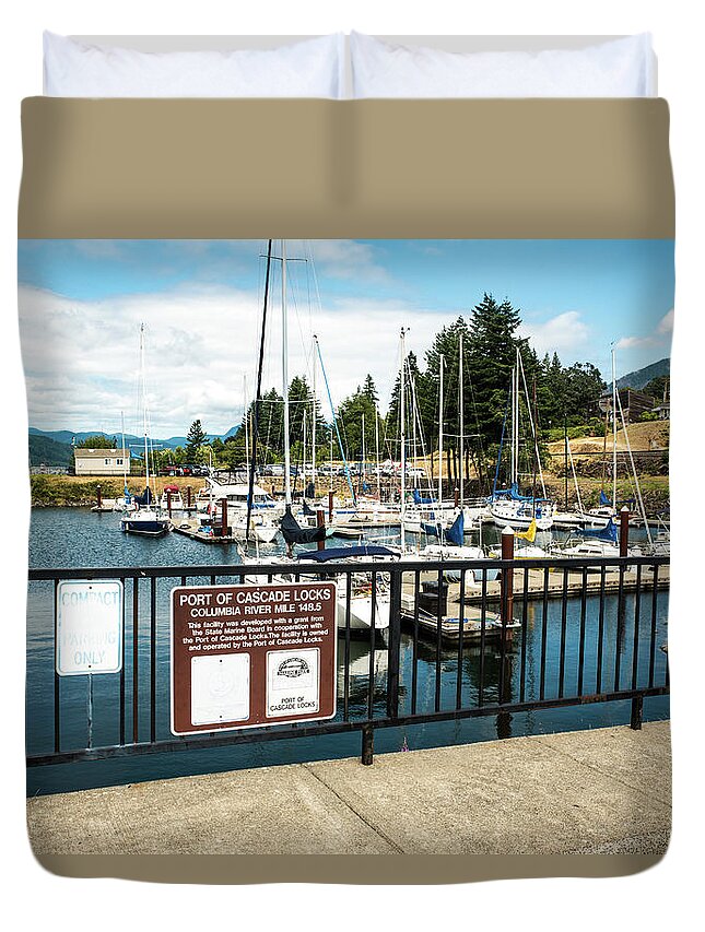 Port Of Cascade Locks Duvet Cover featuring the photograph Port of Cascade Locks by Tom Cochran
