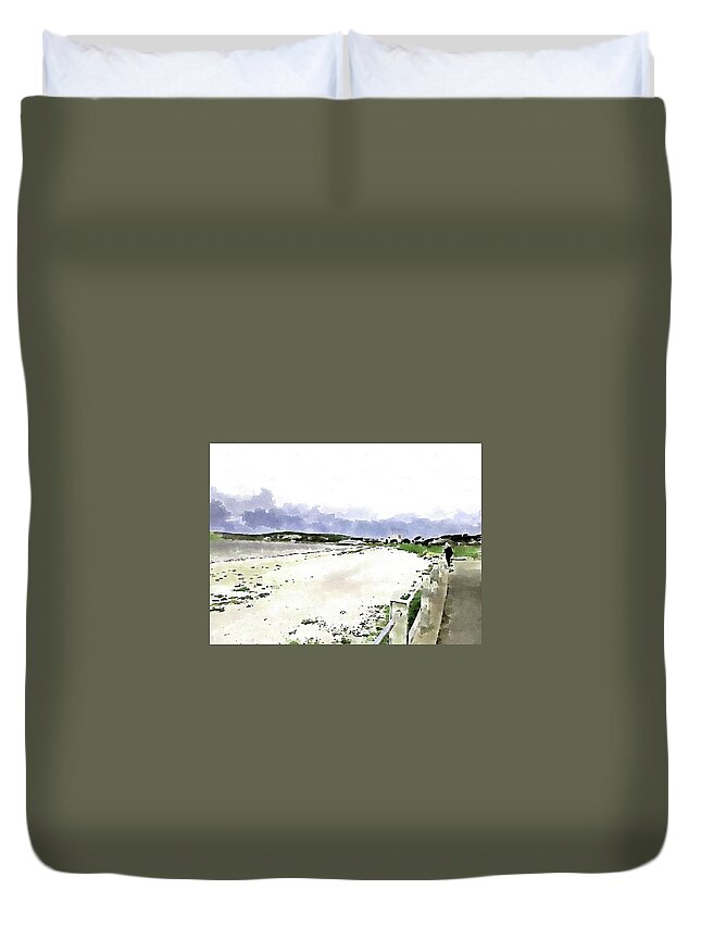 Port Ellen Islay Duvet Cover featuring the digital art Portellen Beach, Islay by John Mckenzie