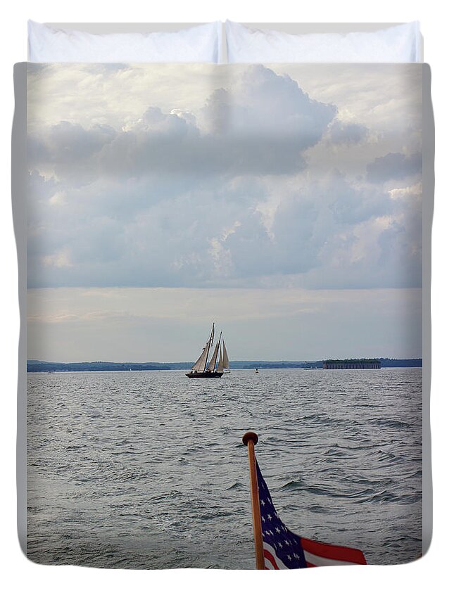  Duvet Cover featuring the photograph Portland Schooner by Annamaria Frost