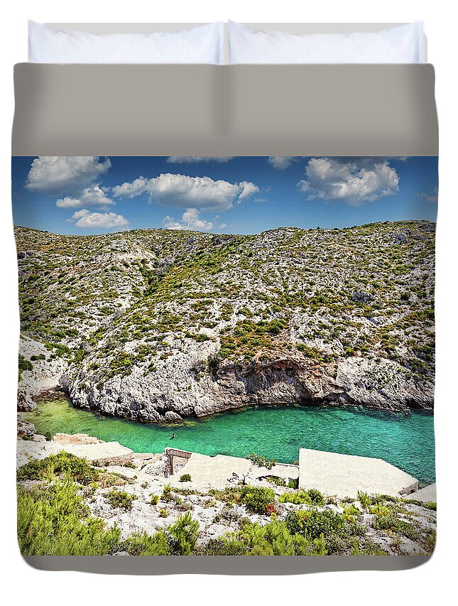 Porto Duvet Cover featuring the photograph Porto Roxa in Zakynthos, Greece by Constantinos Iliopoulos