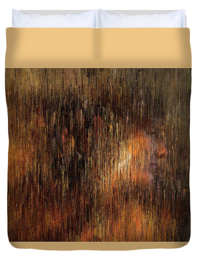 Portrait Duvet Cover featuring the painting Portrait in Gold Tones by Alex Mir