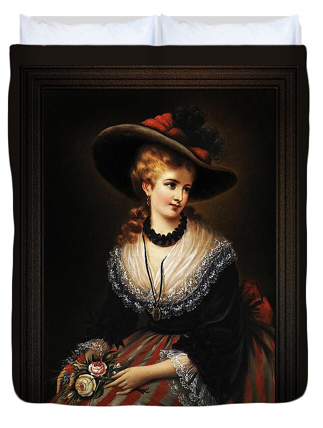 Portrait Of A Noble Woman Duvet Cover featuring the painting Portrait Of A Noble Woman by Alois Eckhardt by Rolando Burbon