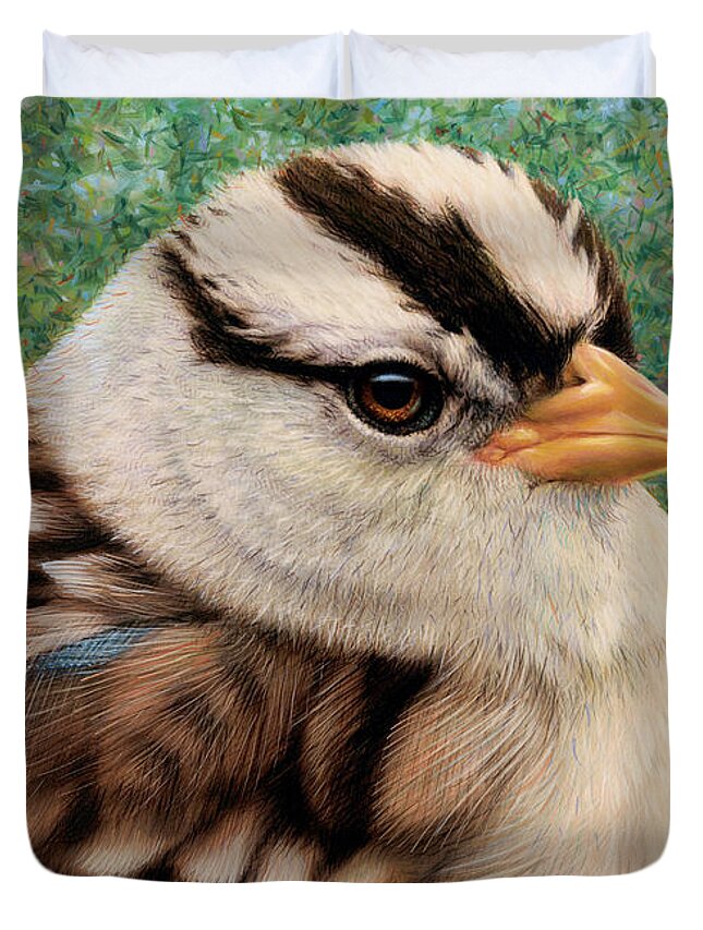 Sparrow Duvet Cover featuring the painting Portrait of a Sparrow by James W Johnson