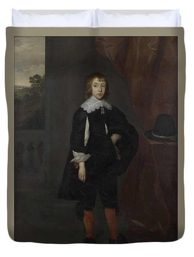 Ceulen Duvet Cover featuring the painting Portrait of Christopher Hatton, 1st Viscount Hatton circa 1632 -1706 by Cornelis Janssens van Ceulen