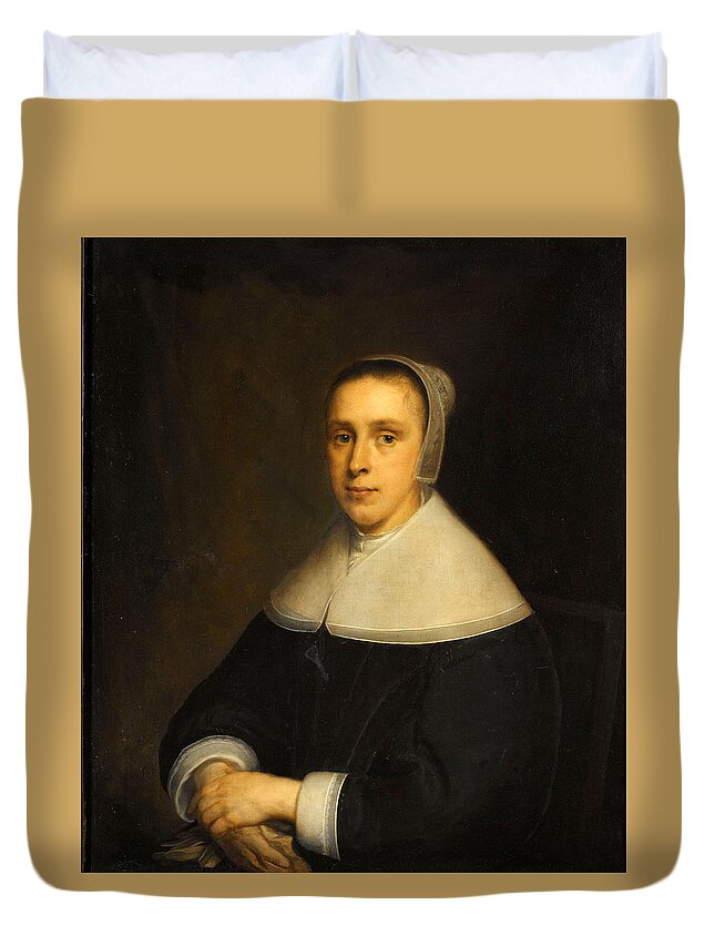 Cornelis Janssens Van Ceulen Duvet Cover featuring the painting Portrait of Elisabeth Vervoorn by Cornelis Janssens van Ceulen