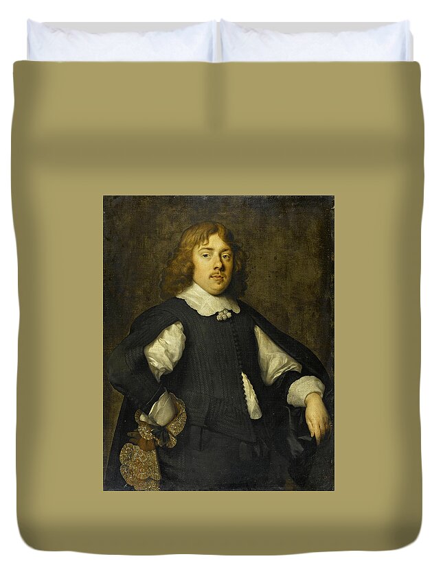 Cornelis Janssens Van Ceulen Duvet Cover featuring the painting Portrait of Joan Pietersz Reael by Cornelis Janssens van Ceulen