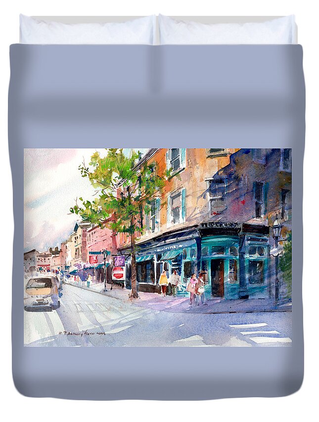 Buildings Duvet Cover featuring the painting Portsmouth Crossing by P Anthony Visco
