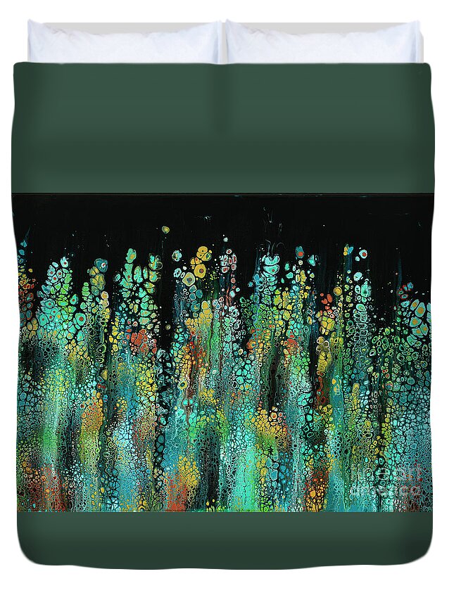 Abstract Duvet Cover featuring the painting Poseidon's Garden by Lucy Arnold