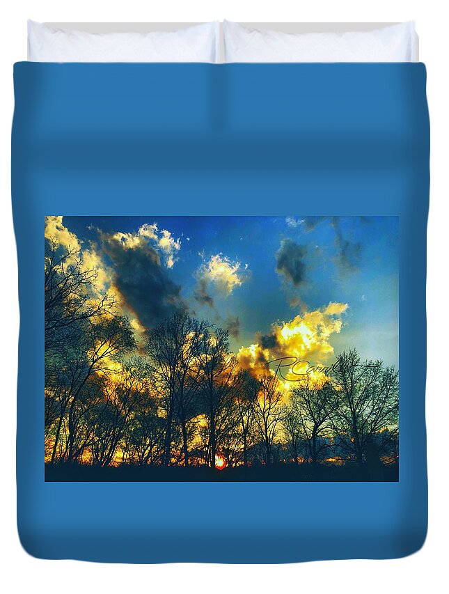 Sunset Duvet Cover featuring the photograph Post Storm Sunset by Ruben Carrillo