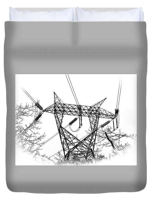 Power Lines Duvet Cover featuring the photograph Power Lines by Louis Dallara