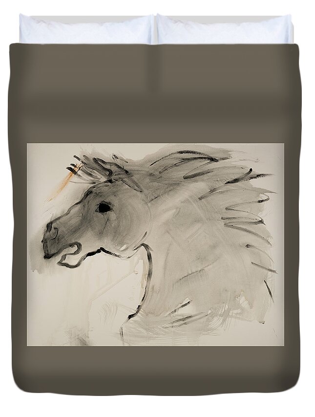 Powerful Duvet Cover featuring the painting Powerful by Elizabeth Parashis