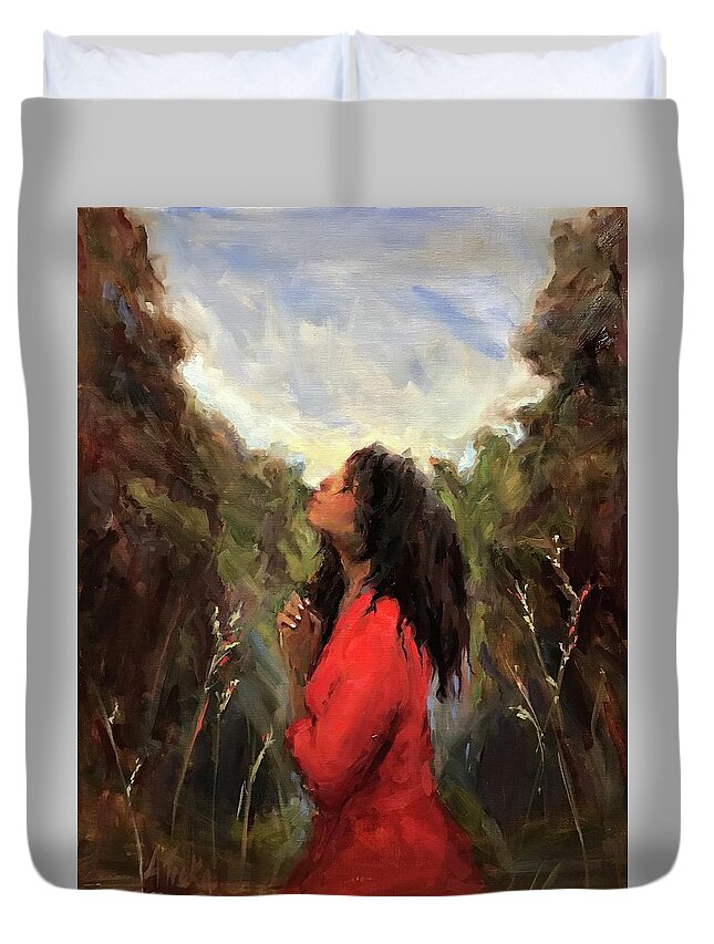 Original Duvet Cover featuring the painting Prayer for change by Ashlee Trcka