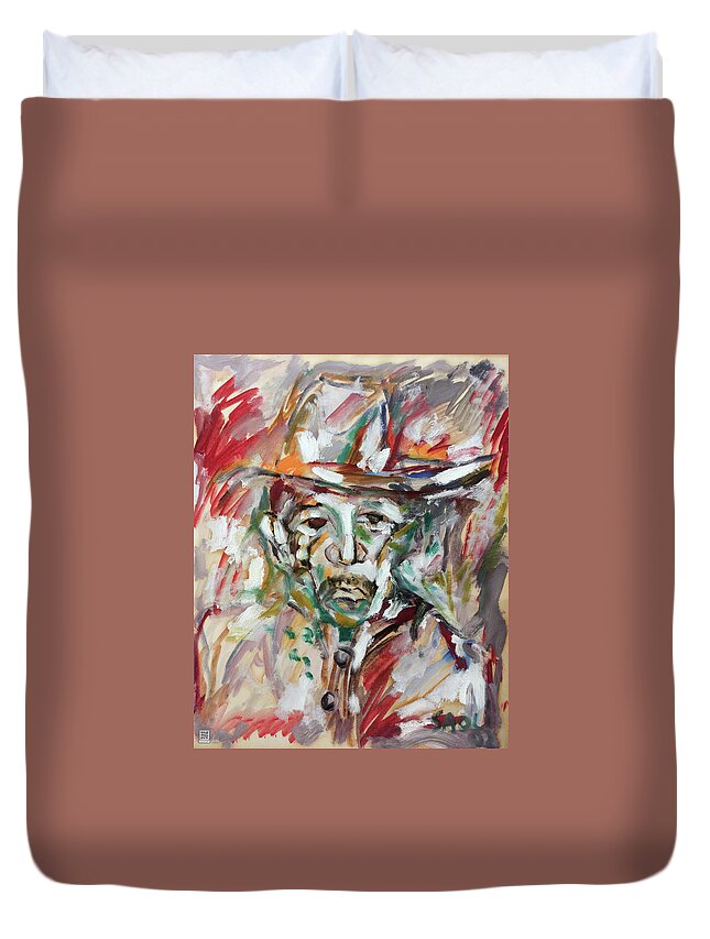 African Art Duvet Cover featuring the painting Preacherman by Winston Saoli 1950-1995
