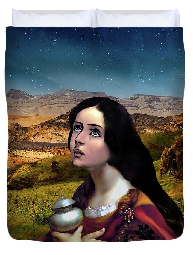 Mary Duvet Cover featuring the digital art Precious Gift by Norman Brule